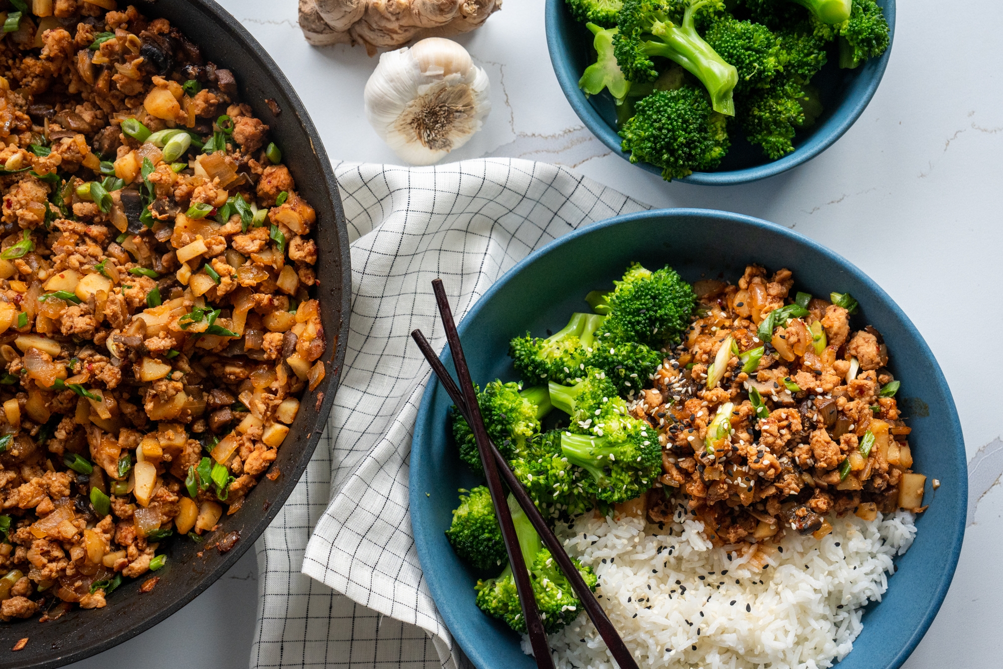 Asian Inspired Ground Chicken Rice Bowls Isernio s Premium
