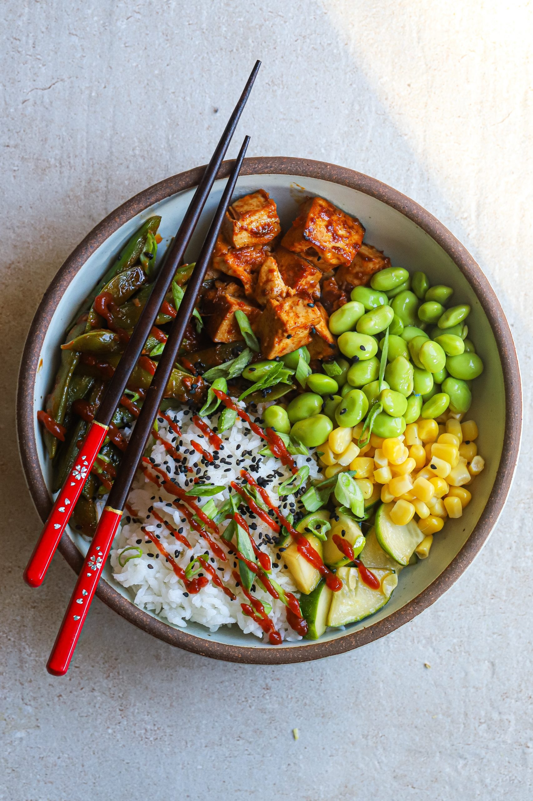 Asian Inspired Tofu Veggie Bowl Jam Lab