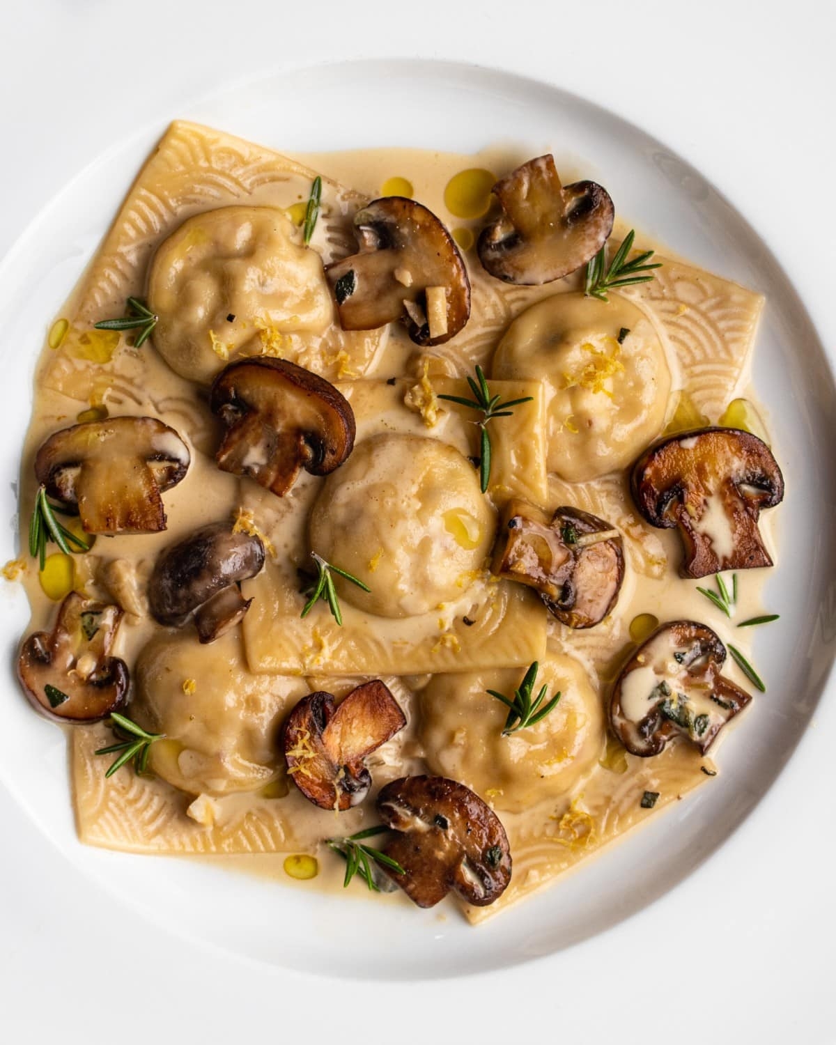 Bacon And Ricotta Ravioli In A Creamy Mushroom Sauce The Burnt Butter Table