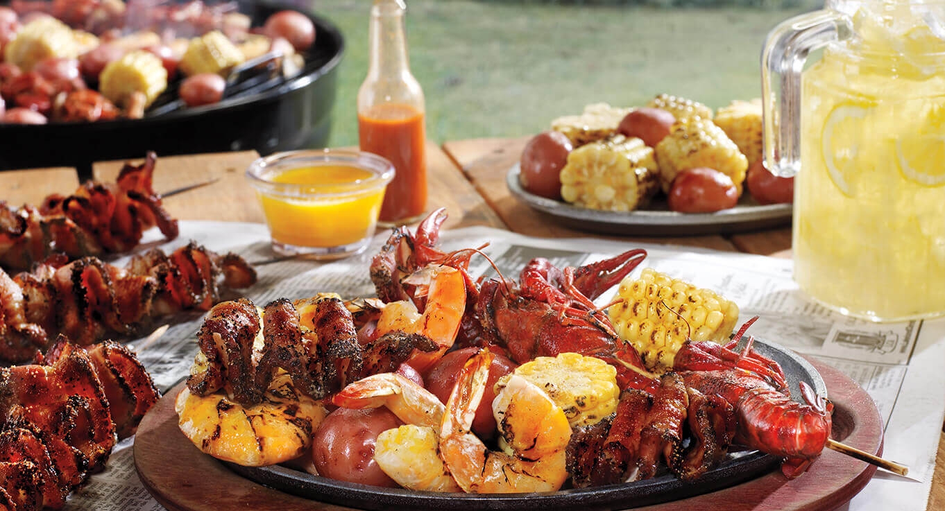 Bacon Shrimp And Crawfish Skewers Recipe Wright Brand Bacon