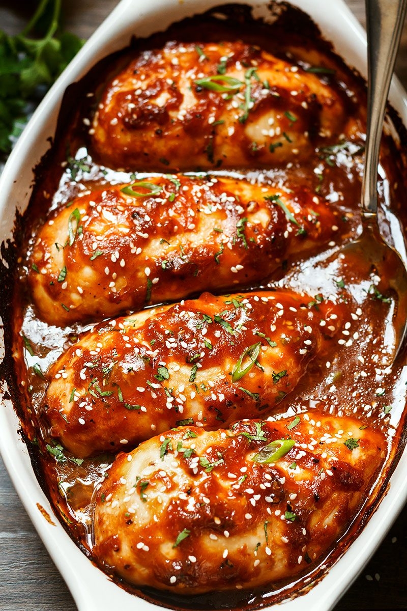 Baked Chicken Breasts With Sticky Honey Sriracha Sauce Eatwell101
