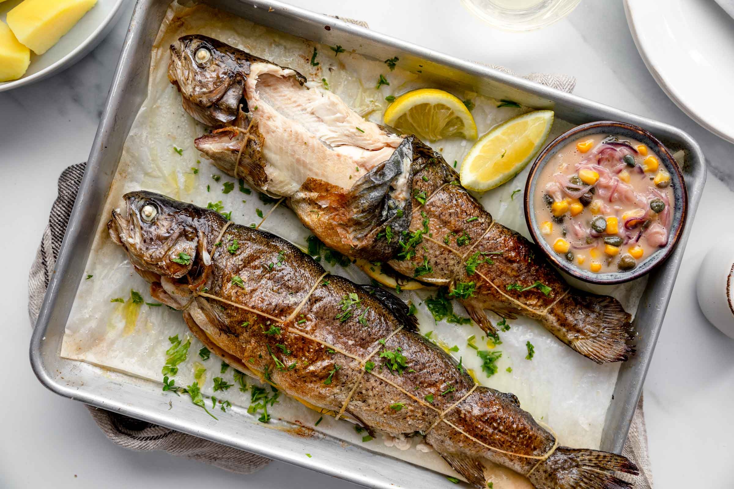Baked Rainbow Trout With Butter Sauce Jernej Kitchen