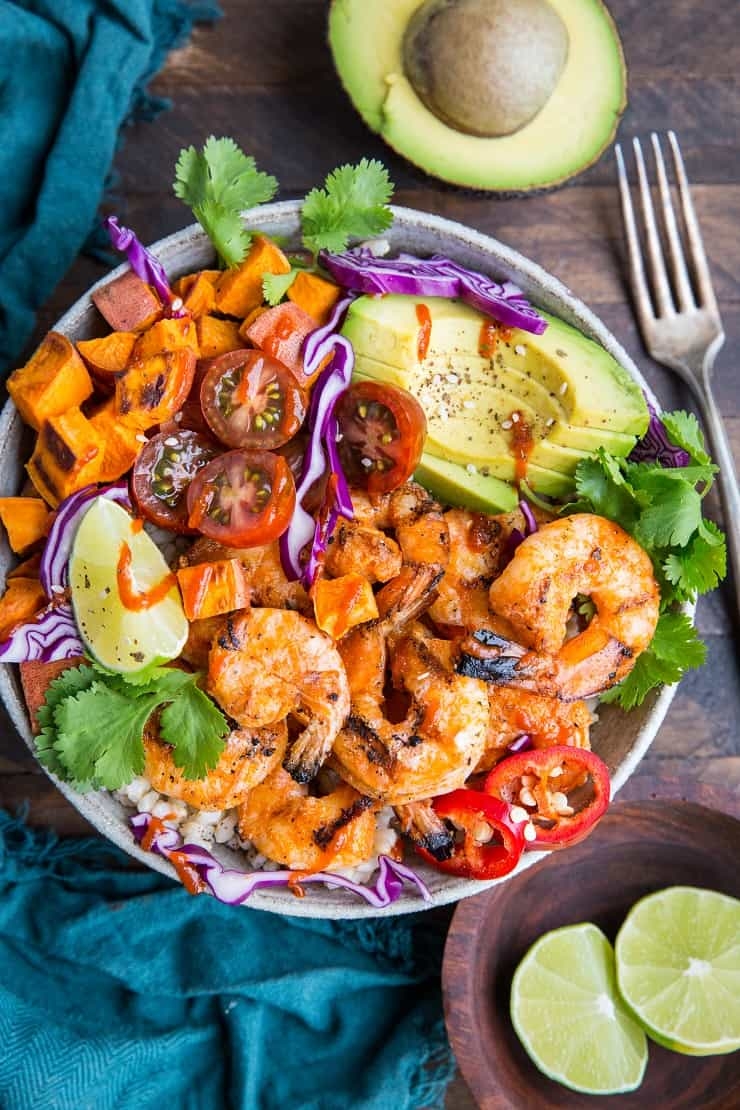 BBQ Shrimp And Sweet Potato Bowls The Roasted Root