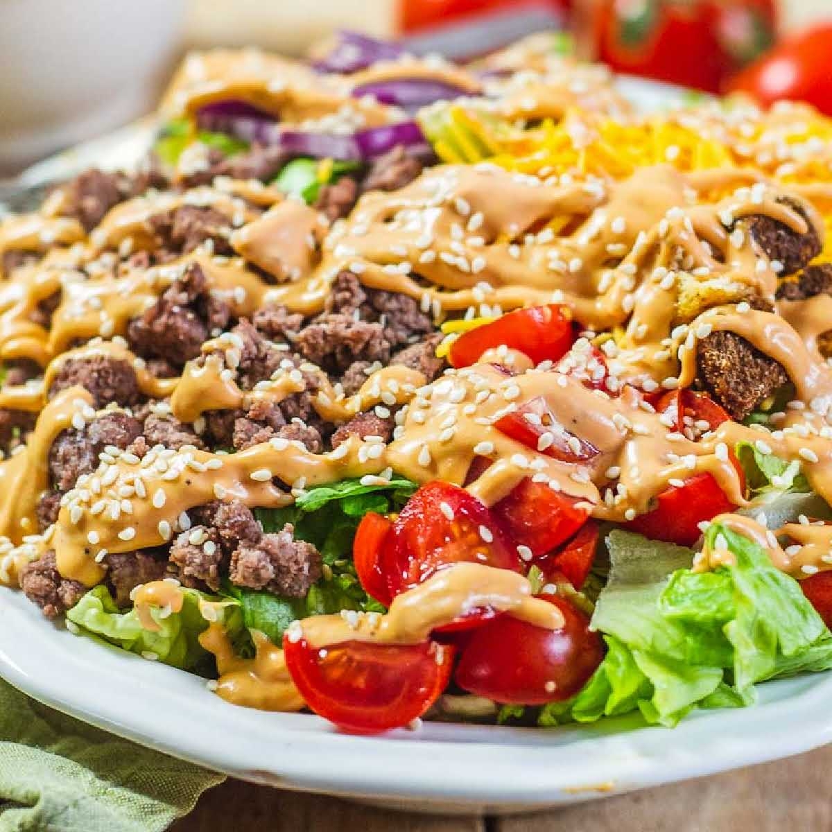 Big Mac In A Bowl Hamburger Salad A Reinvented Mom Big Mac In A Bowl Hamburger Salad A Reinvented Mom