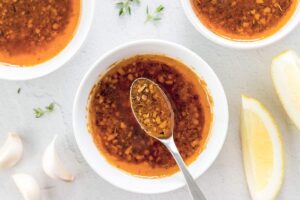 Cajun Sauce With Butter For Seafood Steak And Veggies 