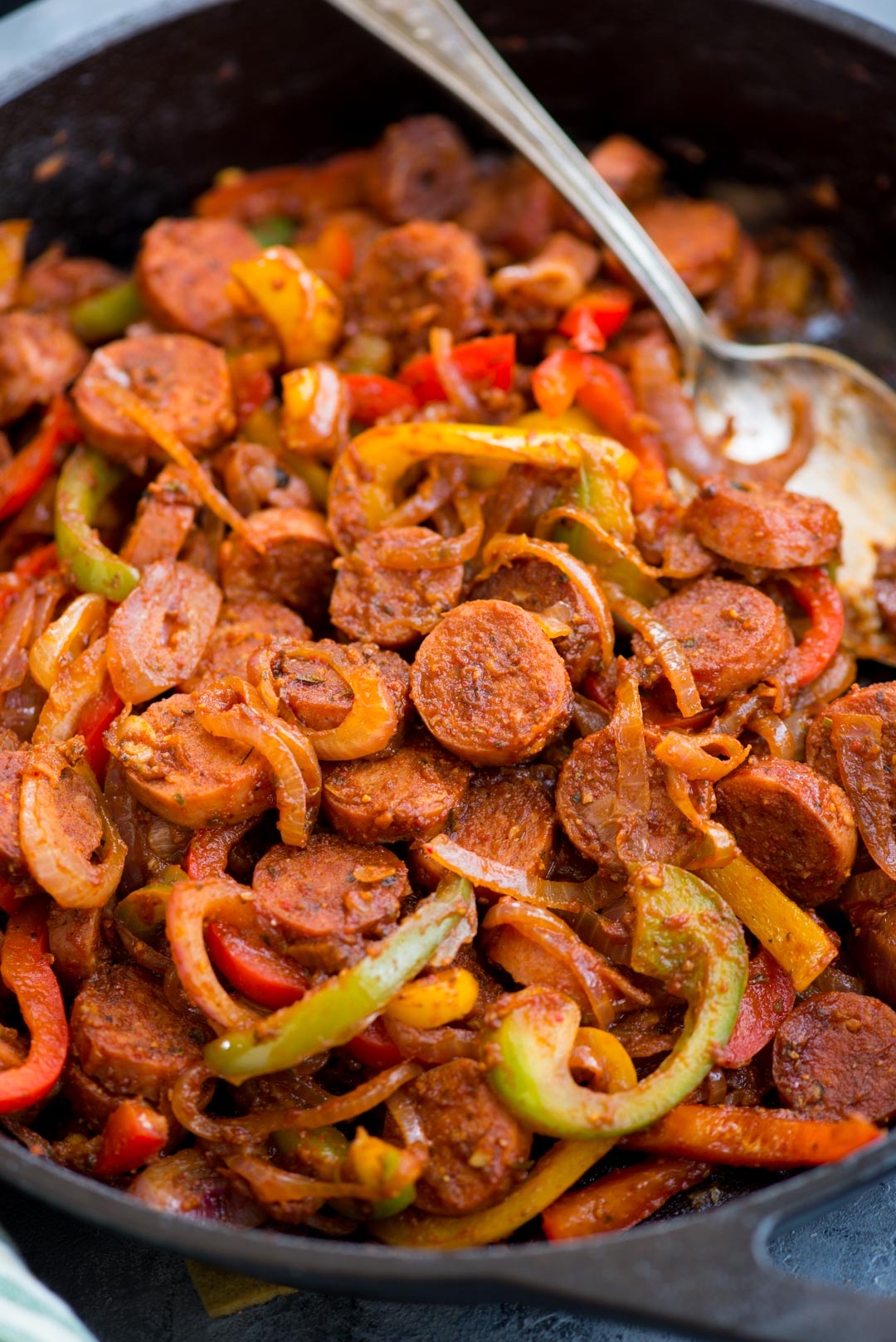 Cajun Sausage And Pepper Skillet The Flavours Of Kitchen Cajun Sausage And Pepper Skillet The Flavours Of Kitchen