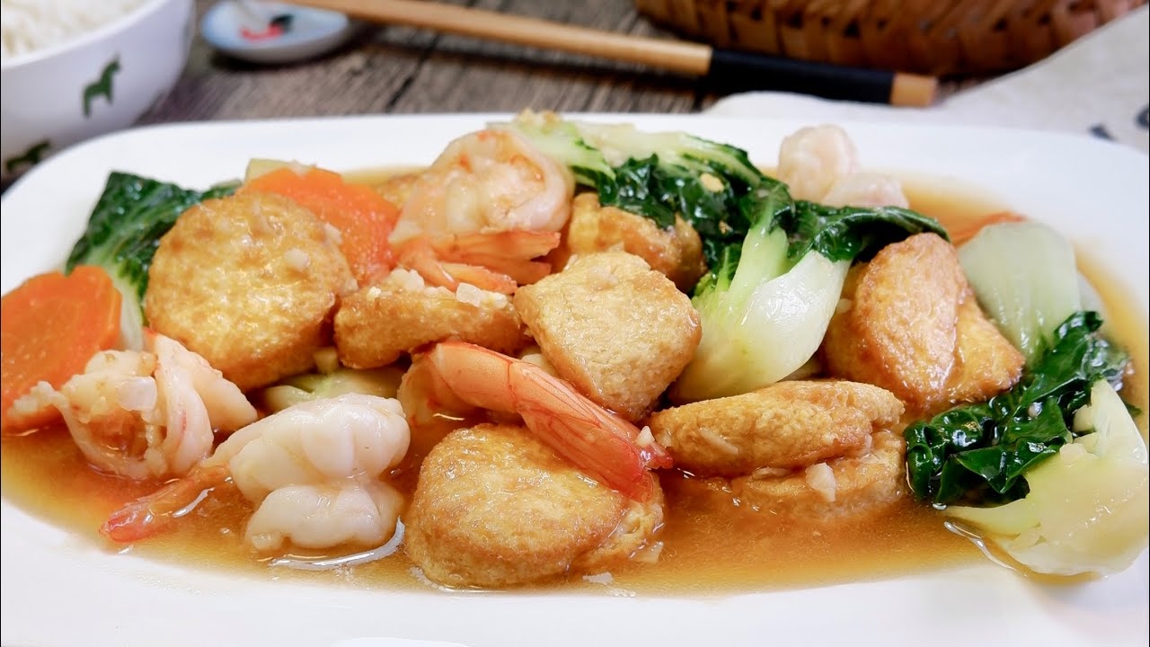 Chinese Stir Fry Made Easy Egg Tofu With Shrimp Beancurd Prawns Vegetables Recipe YouTube