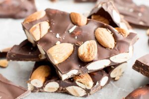 Chocolate Almond Bark 3 Ingredients Beaming Baker