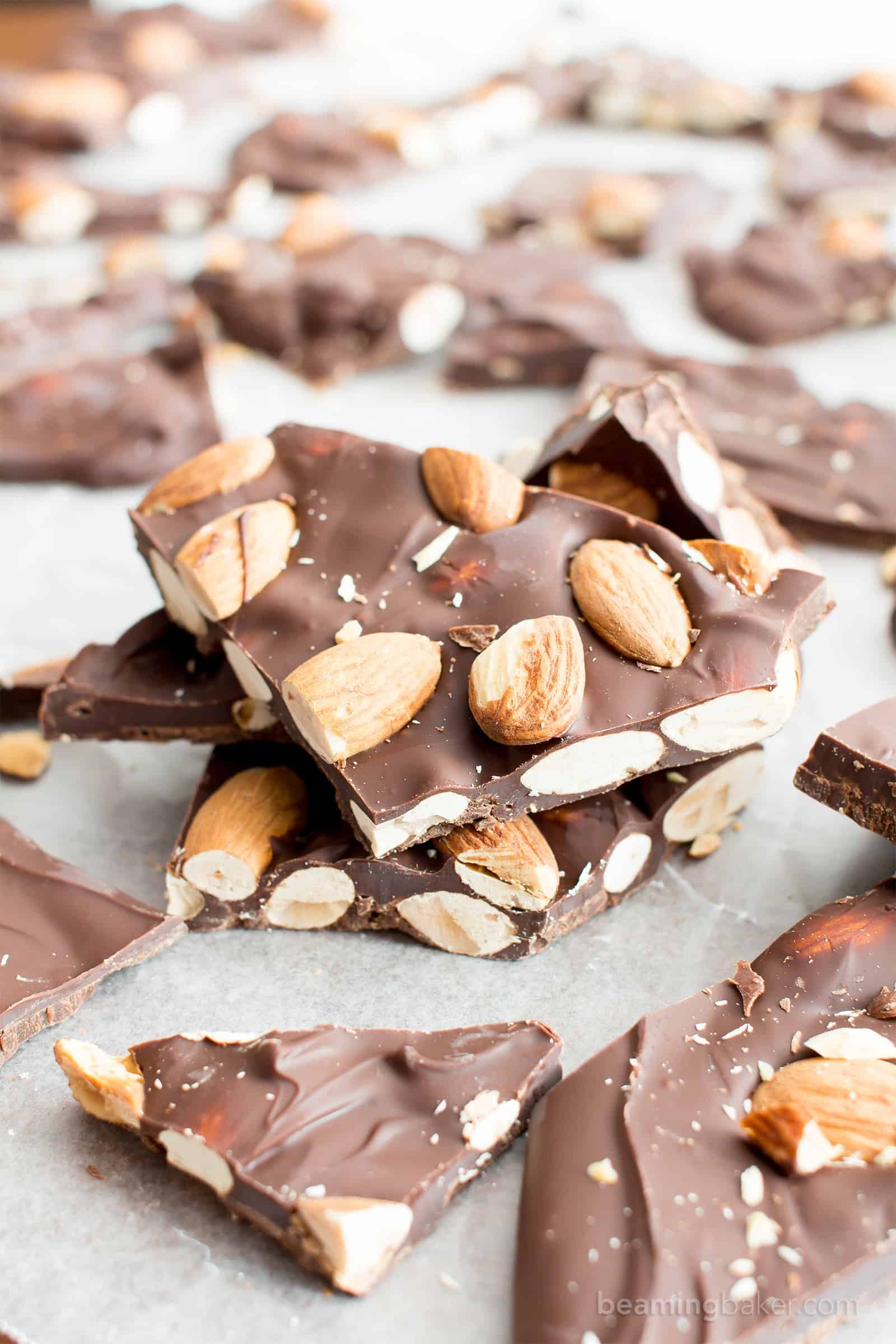 Chocolate Almond Bark 3 Ingredients Beaming Baker