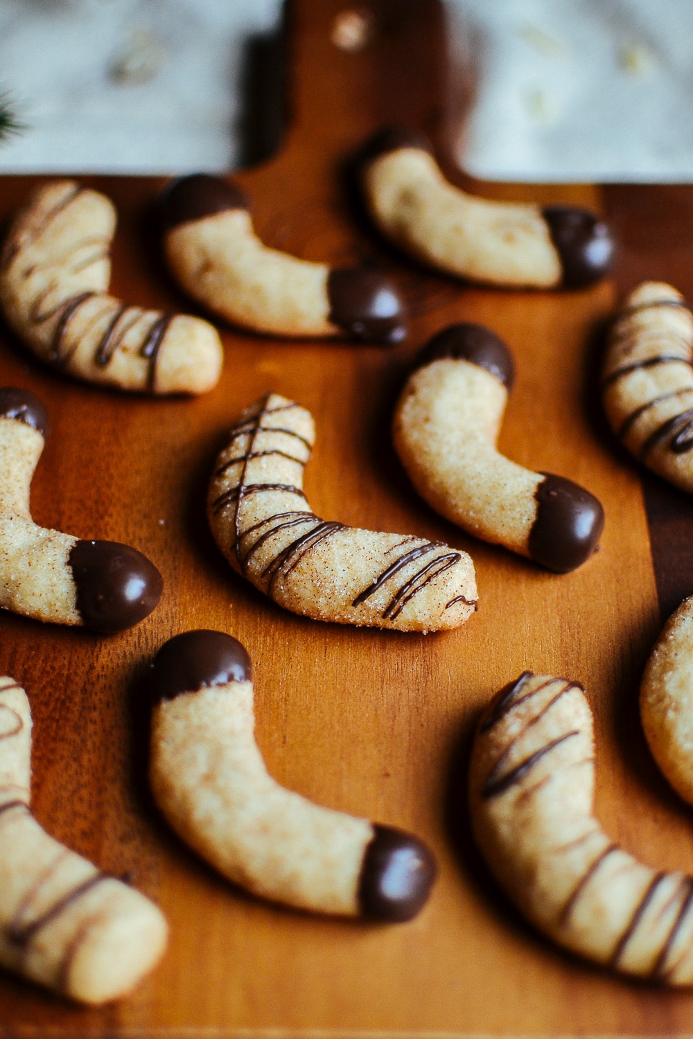 Chocolate dipped Almond Crescent Cookies The Farmer s Daughter Let s Bake Something