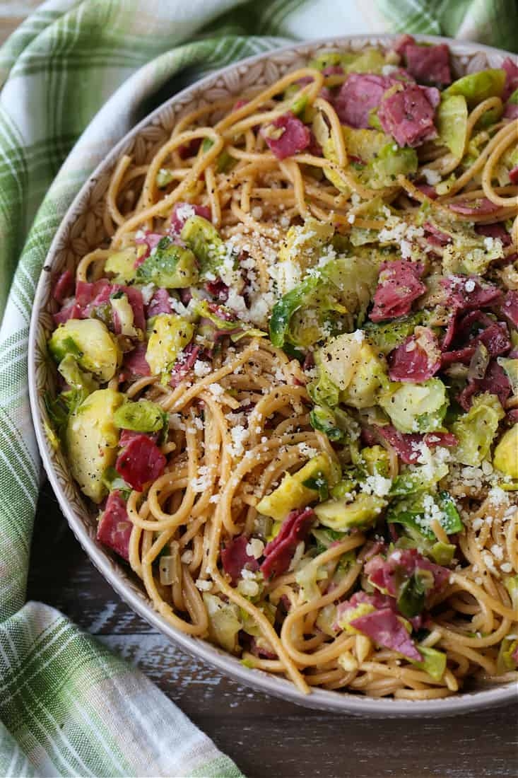 Corned Beef And Brussels Spaghetti Mantitlement