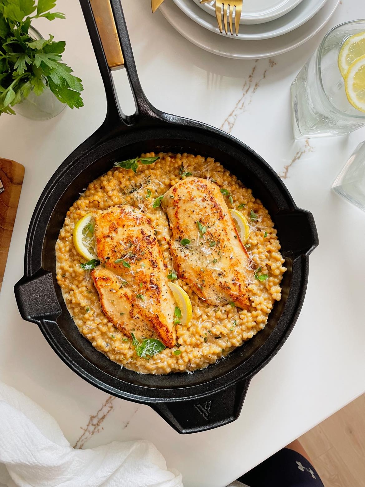 Creamy Garlic Lemon Couscous With Chicken Espresso And Lime