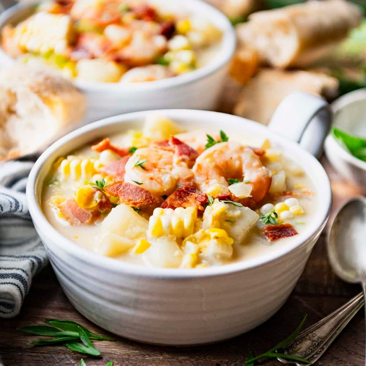 Creamy Shrimp Soup With Corn And Bacon The Seasoned Mom
