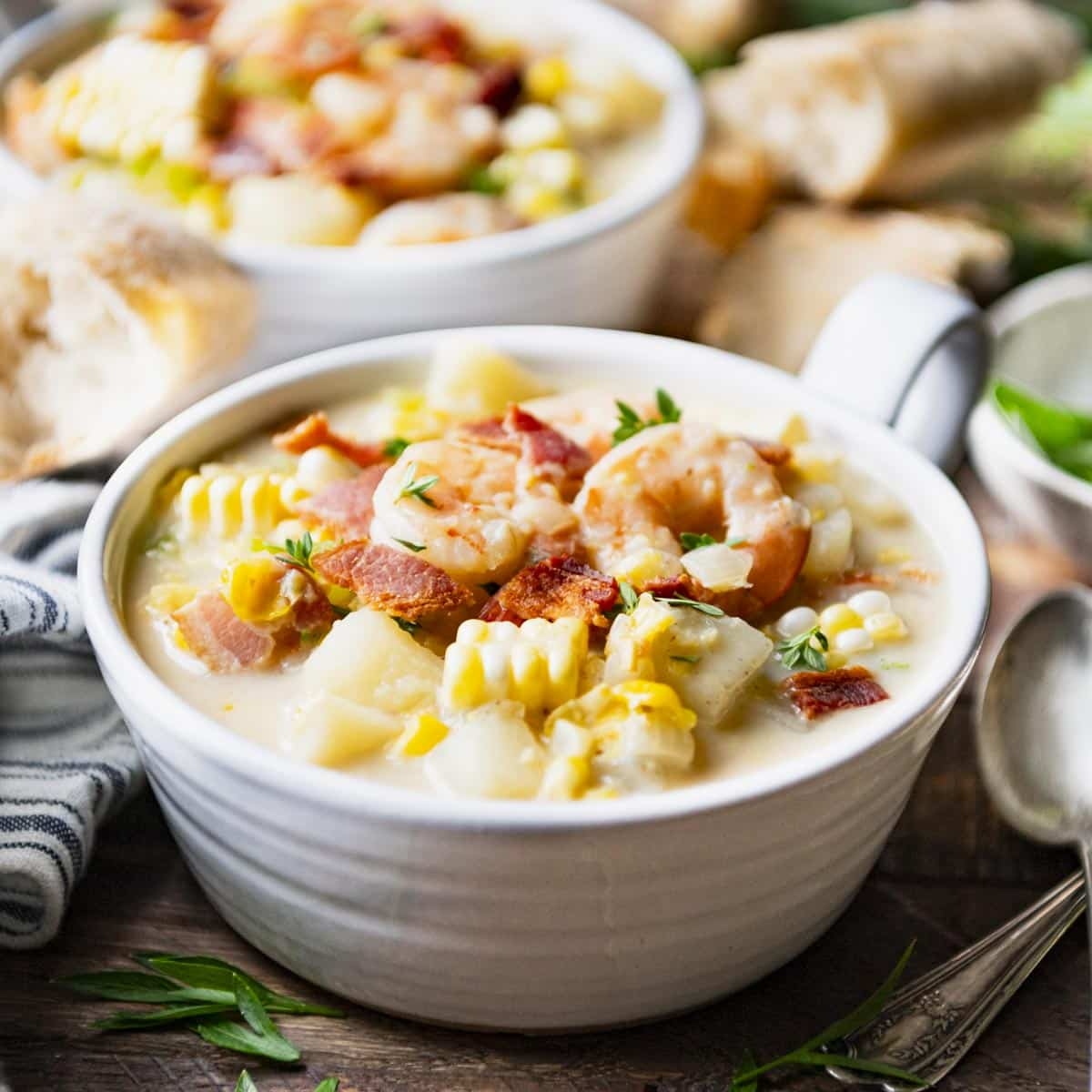 Creamy Shrimp Soup With Corn And Bacon The Seasoned Mom