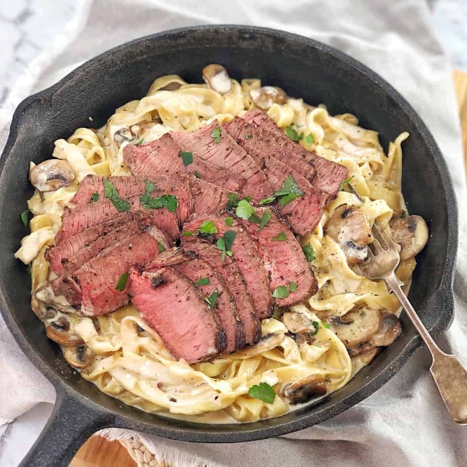 Creamy Steak Alfredo With Mushrooms And Fettuccine Chef Not Required 