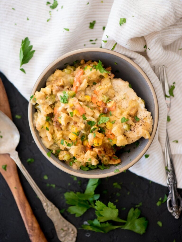 Crispy Crockpot Chicken Stuffing Casserole Sweetly Splendid