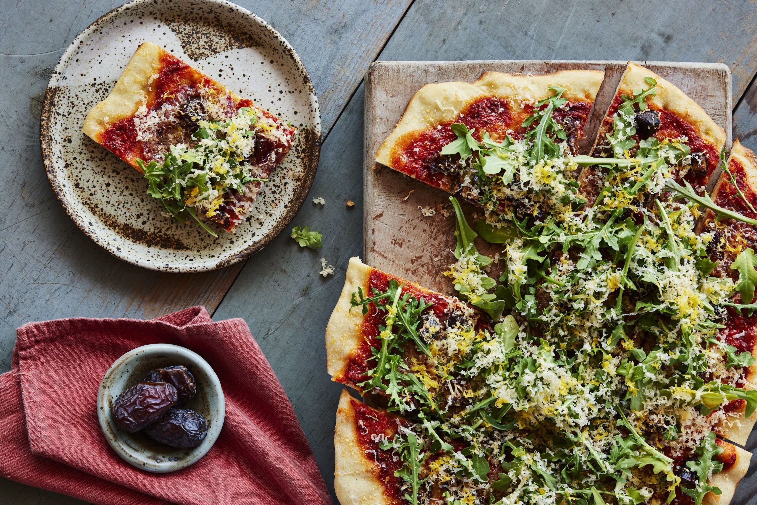 Date Sopressata Arugula And Smoked Gouda Pizza Date Sopressata Arugula And Smoked Gouda Pizza