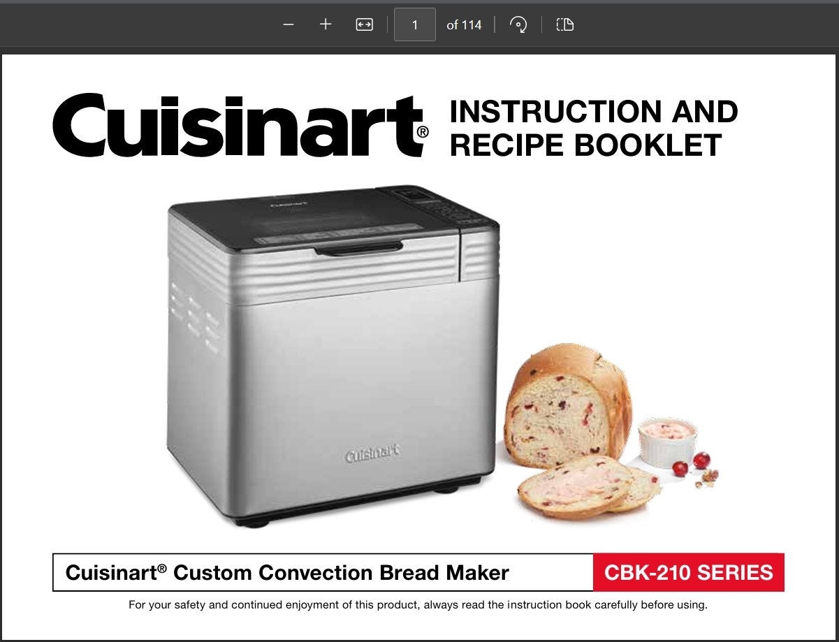Digital PDF Cuisinart CBK 210 Manual Recipe Booklet Compact Automatic Bread Maker PDF Etsy