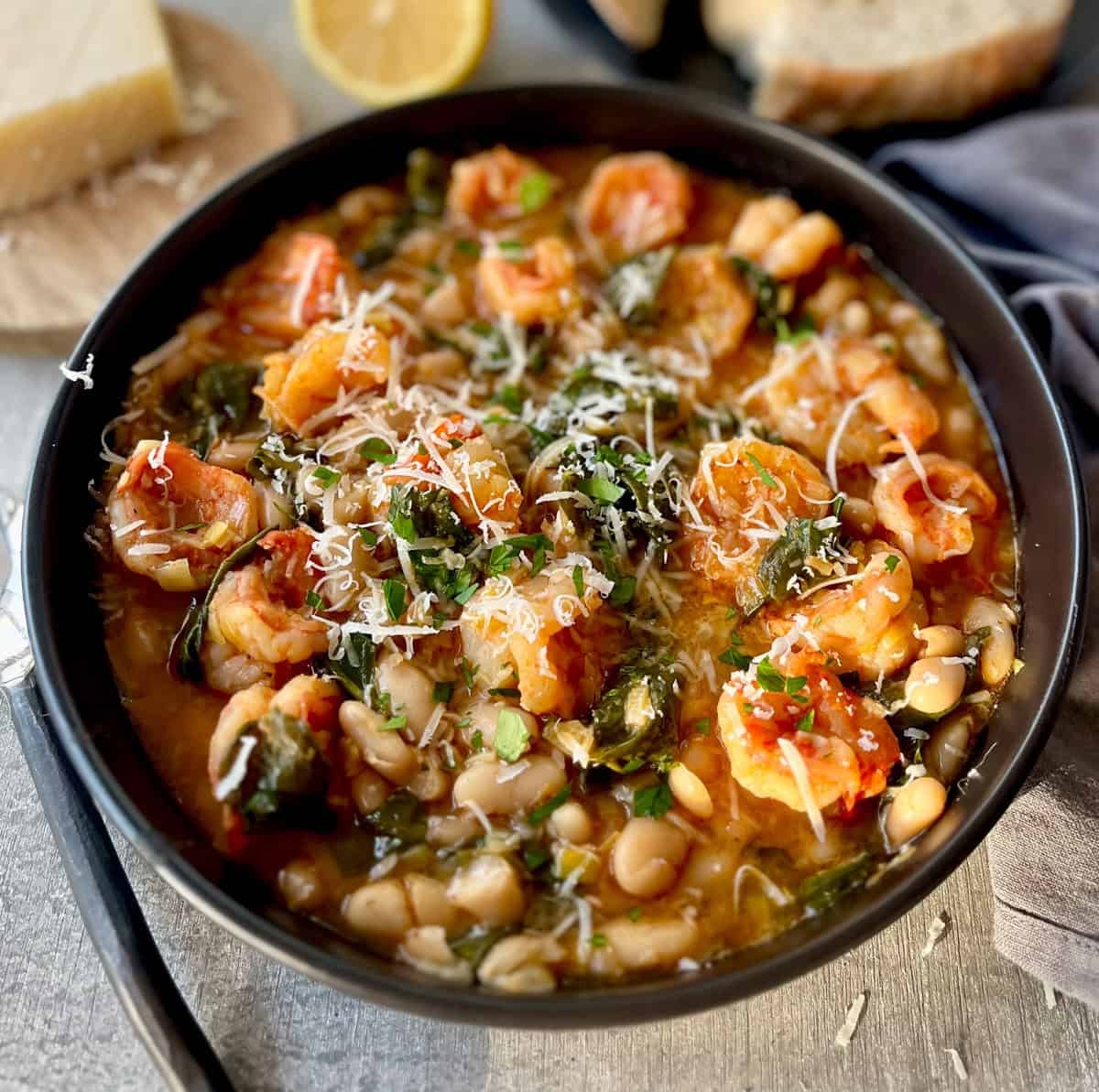 lemony shrimp and bean stew recipe