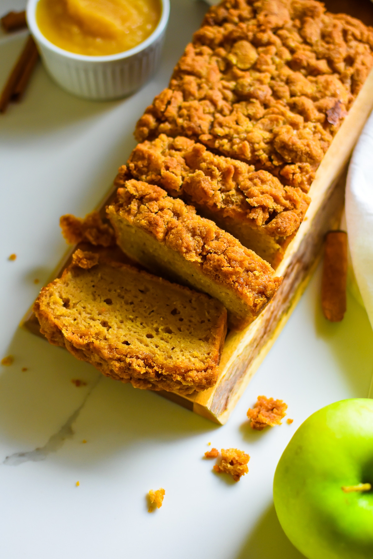 Easy Moist Applesauce Bread With Crumb Topping Dash Of Jazz
