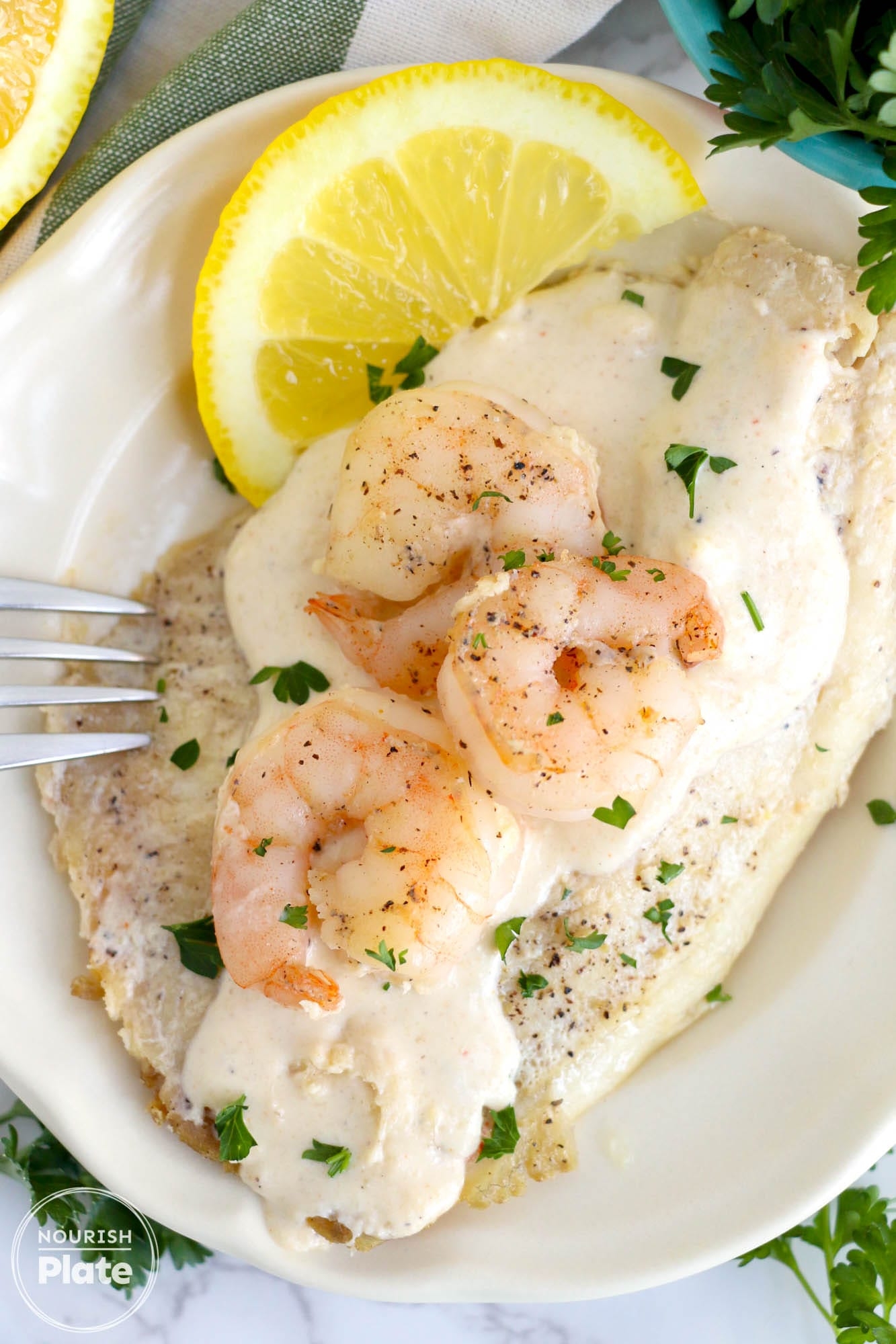 Easy Tilapia Shrimp With Lemon Cream Sauce Nourish Plate Easy Tilapia Shrimp With Lemon Cream Sauce Nourish Plate