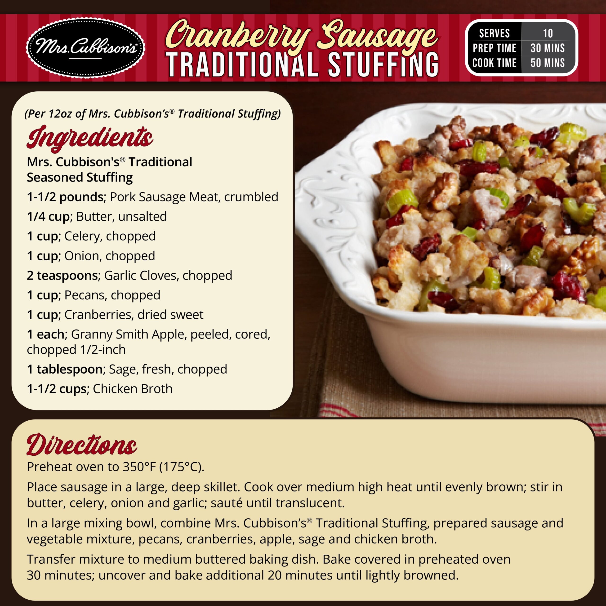 Family Size Mrs Cubbison s Savory Seasoned Turkey Stuffing Mix Stove Prepared 12 Oz Box Walmart Business Supplies