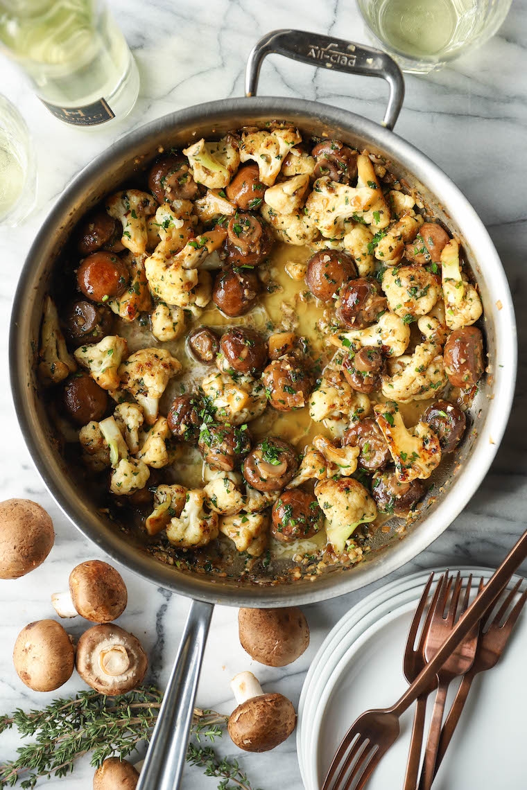 Garlic Butter Mushrooms And Cauliflower Damn Delicious