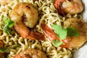 Garlic Butter Shrimp Pasta with Ramen Noodles 