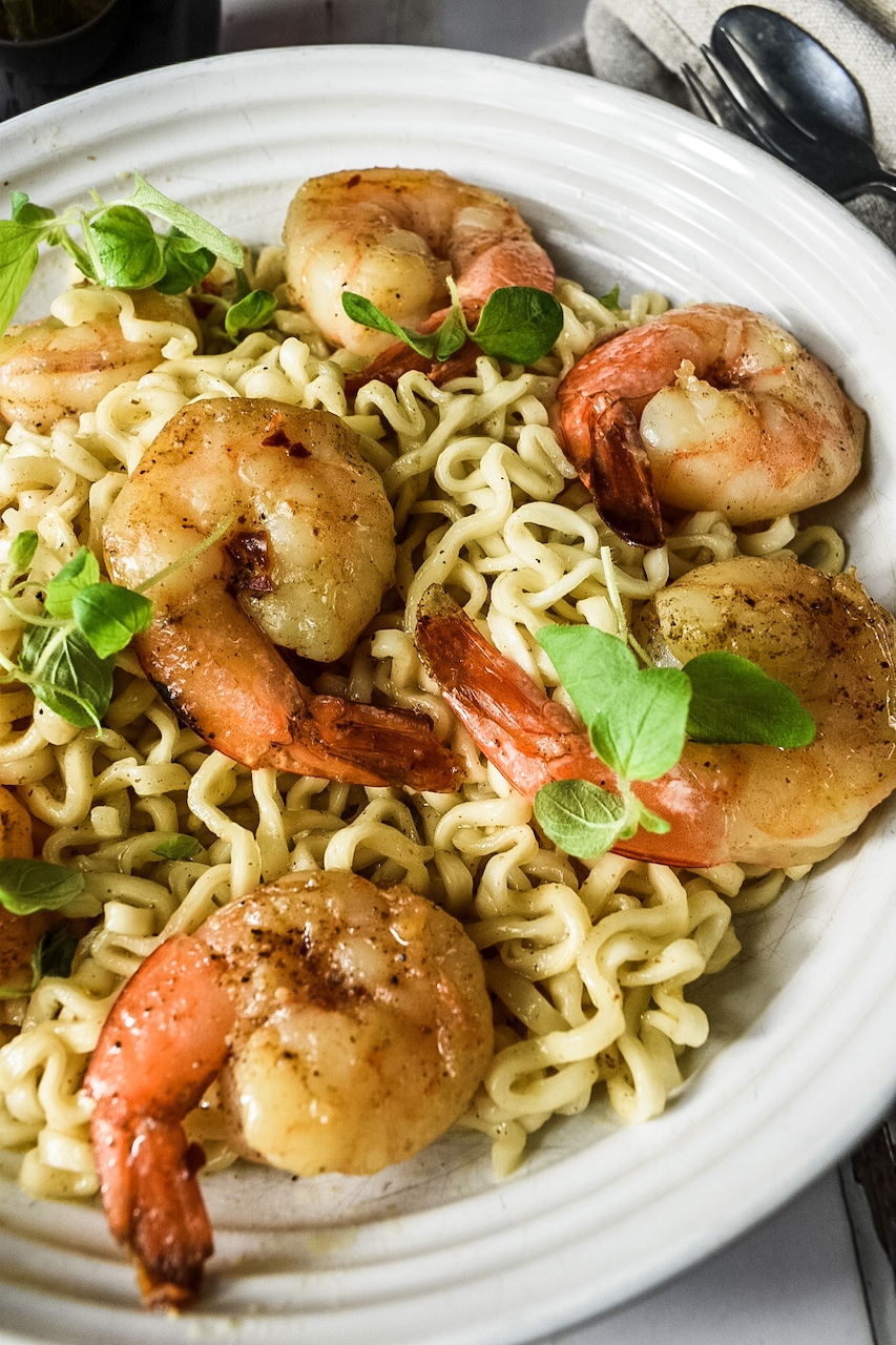 Garlic Butter Shrimp Pasta with Ramen Noodles 