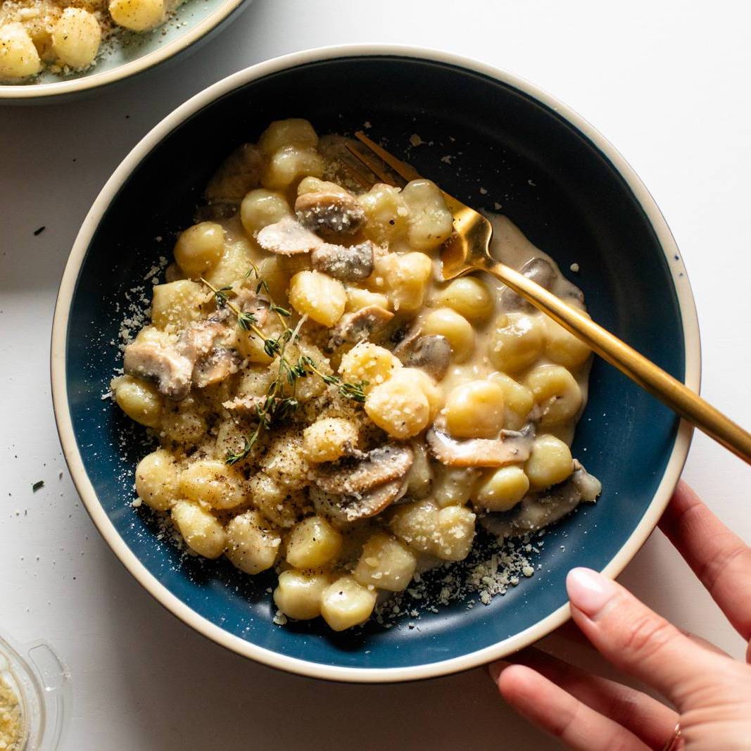 Gnocchi With Creamy Mushroom Sauce Recipe Pinch Of Yum