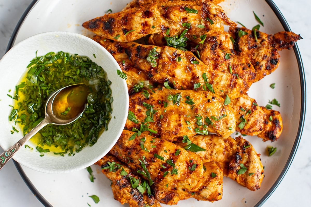 Grilled Chicken Tenders With Herb Garlic Sauce