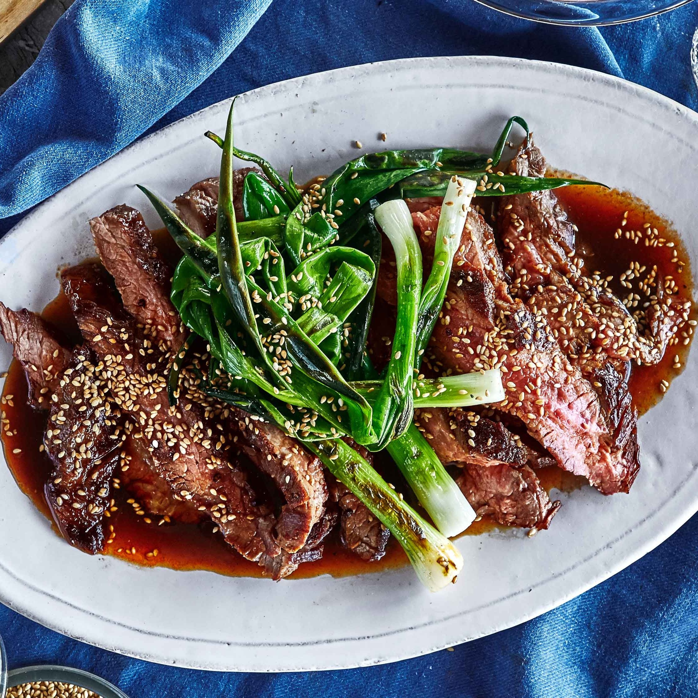 Grilled Flank Steak And Scallions Recipe Bon App tit
