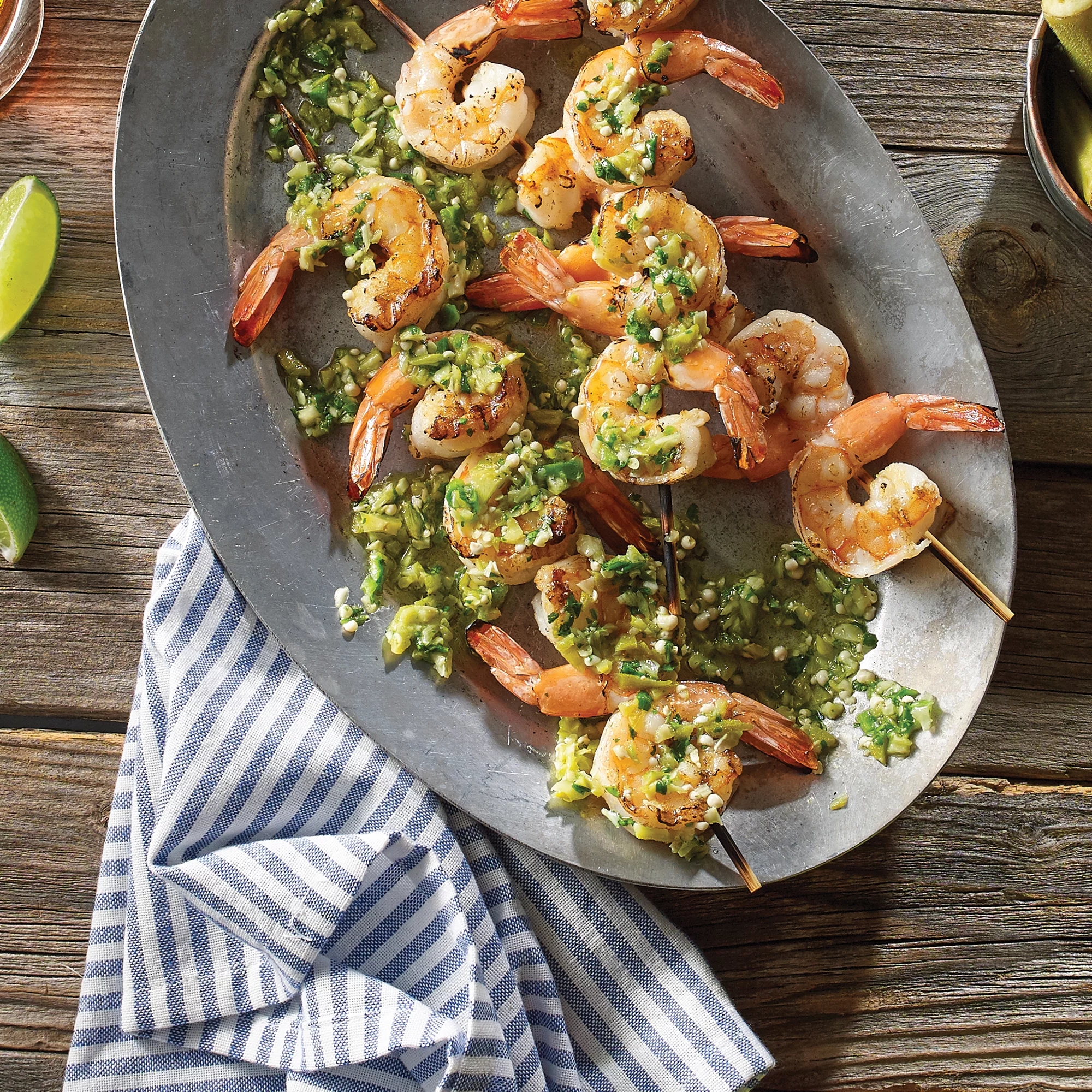 Grilled Gulf Shrimp With Okra Jalape o Gremolata Recipe From H E B