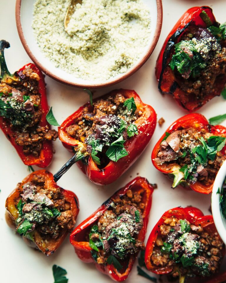 Grilled Mini Peppers With Spiced Walnut Lentil Crumble The First Mess