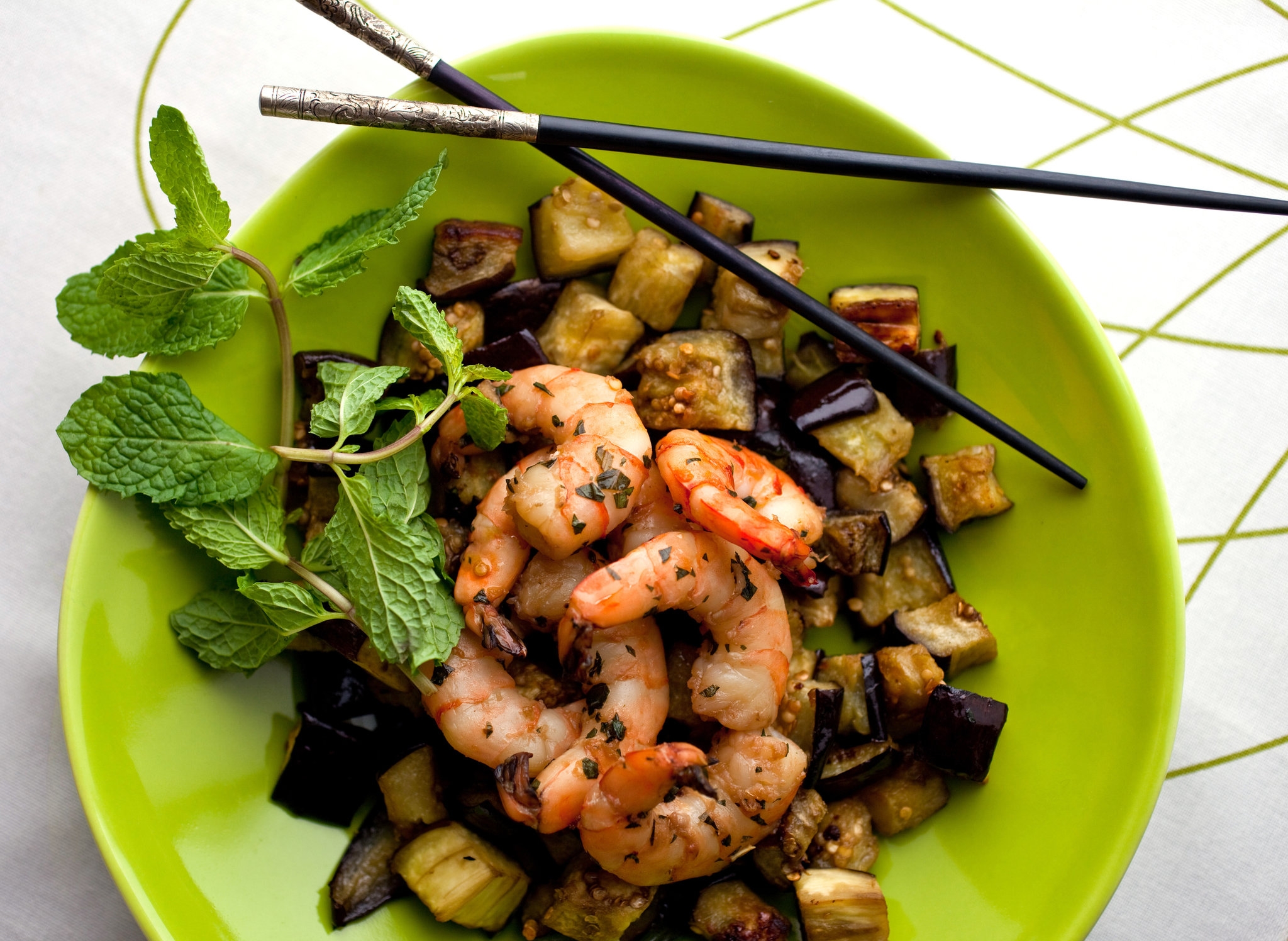 Grilled Shrimp And Eggplant With Fish Sauce And Mint Recipe