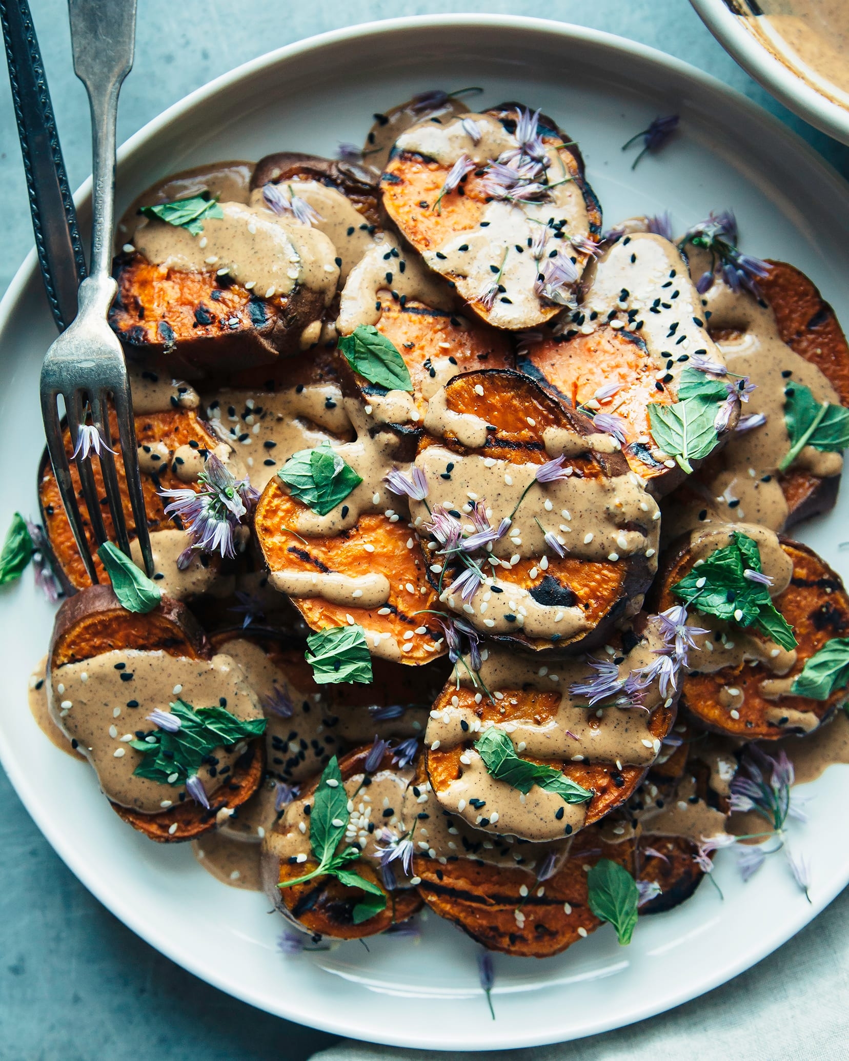 Grilled Sweet Potatoes With Chili Lime Tahini Sauce The First Mess
