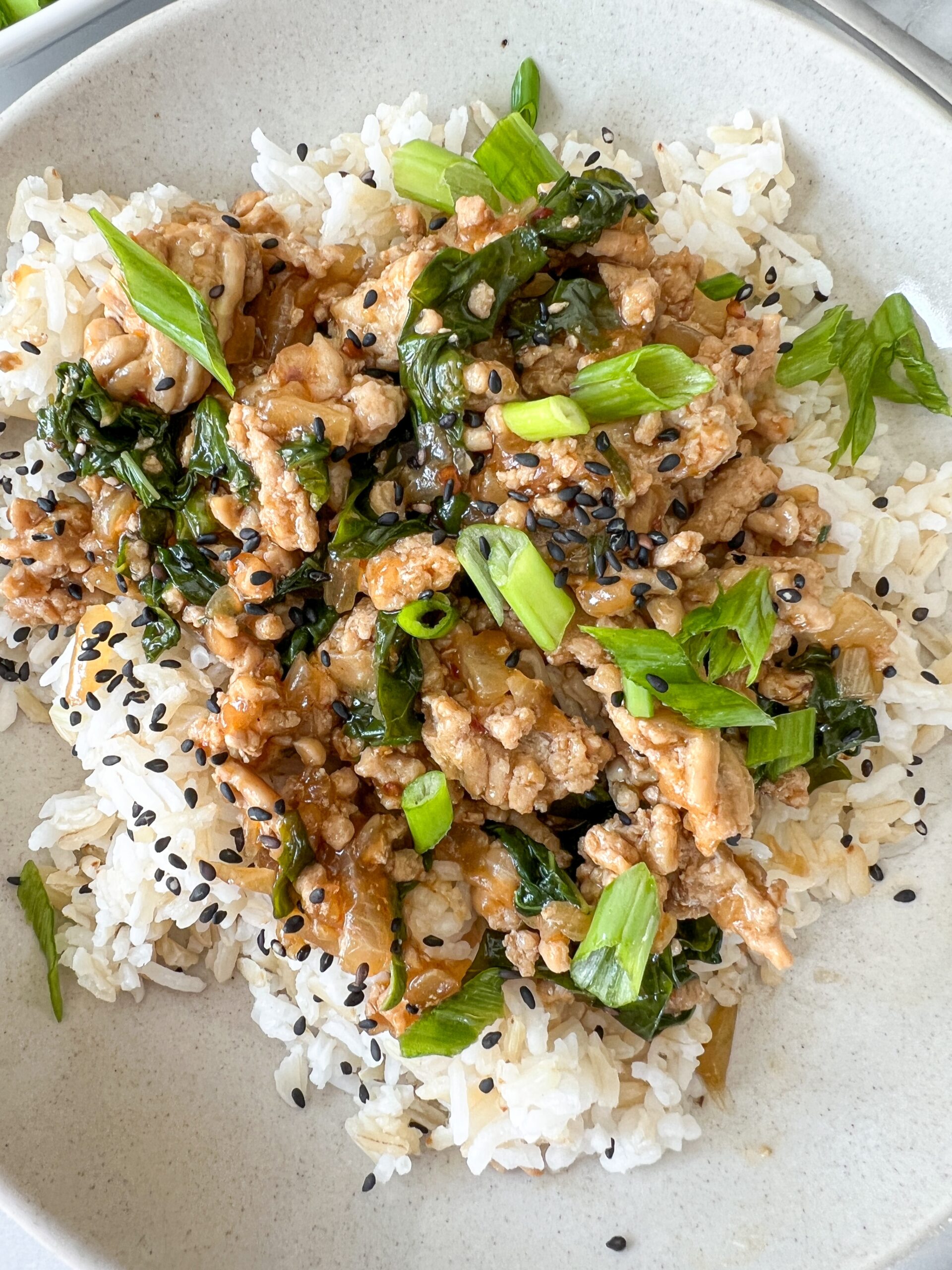 Ground Chicken Basil Rice Bowl Winnie Kison