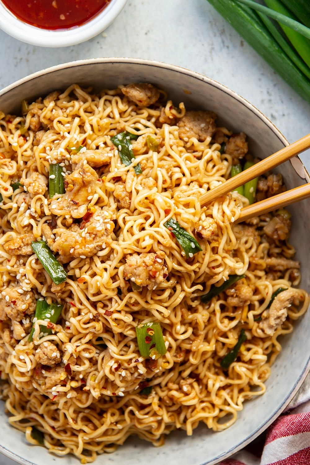 Ground Chicken Sweet Chili Noodles