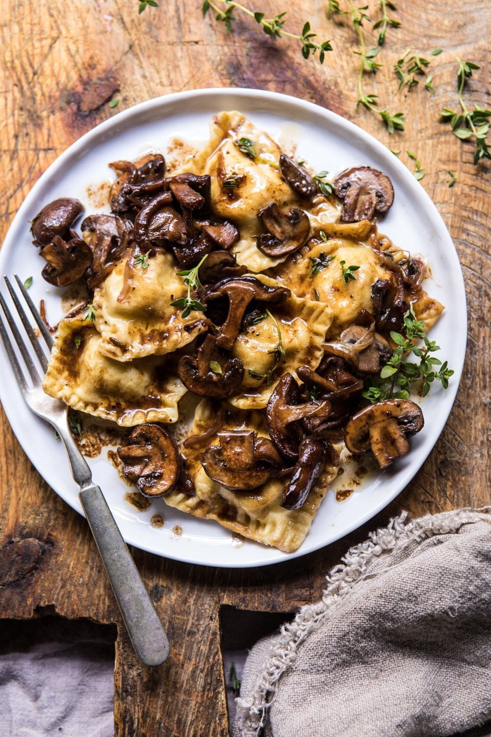 Herby Buttered Balsamic Mushroom Ravioli Half Baked Harvest