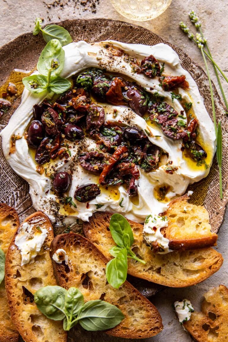 Honey Whipped Goat Cheese With Marinated Olives Half Baked Harvest