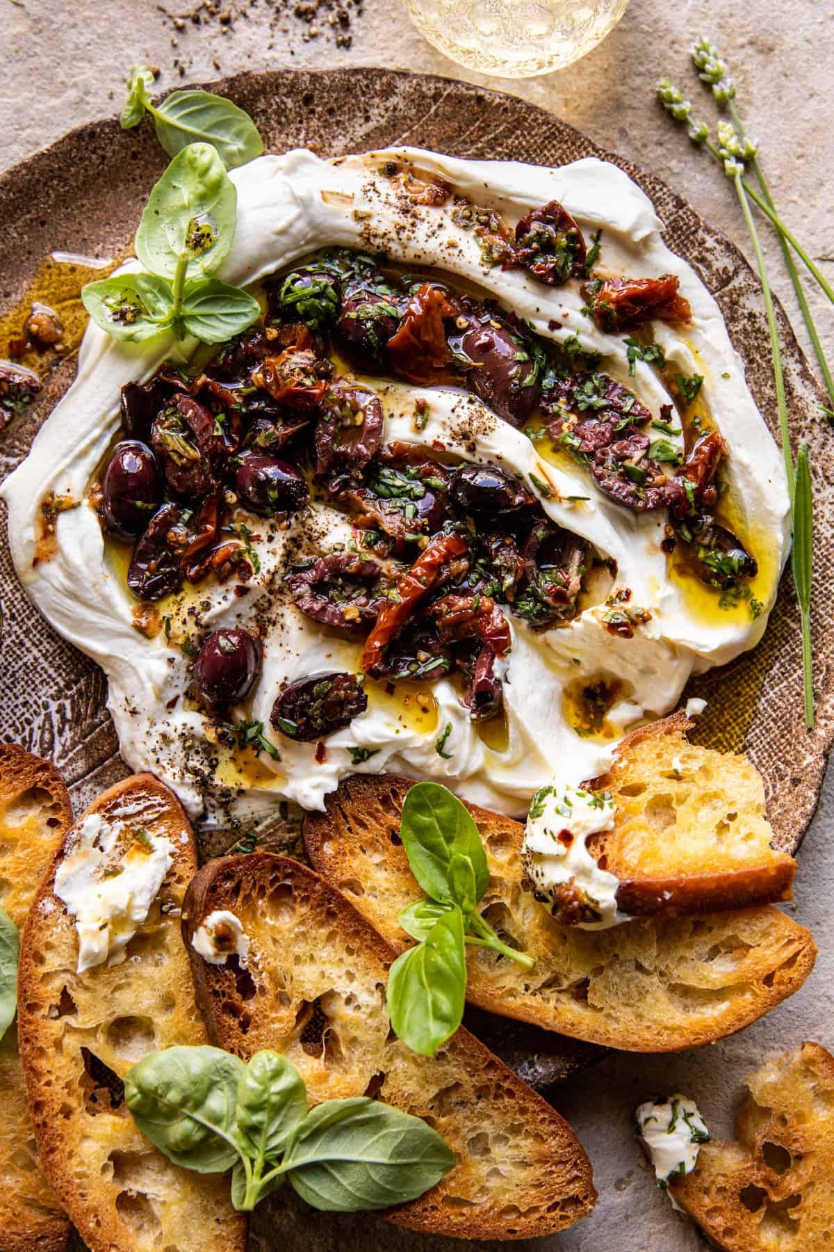 Honey Whipped Goat Cheese With Marinated Olives Half Baked Harvest