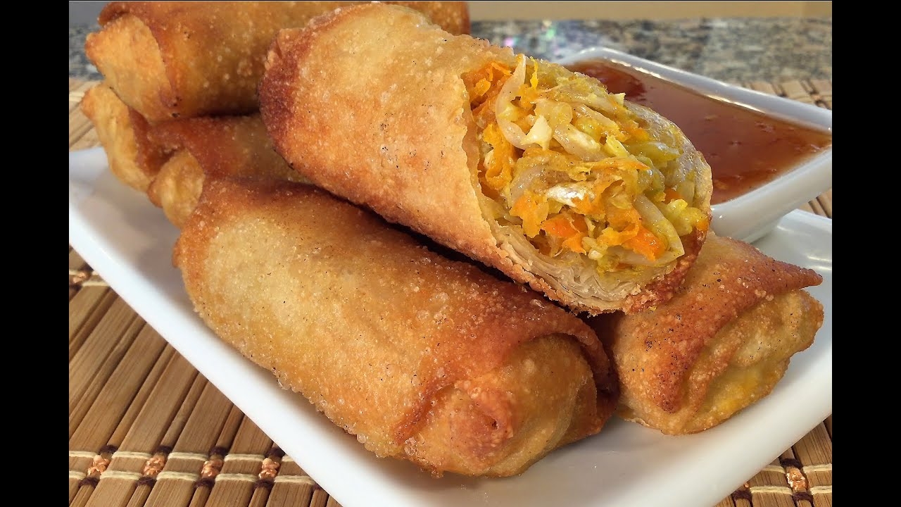 How To Make Vegetable Egg Rolls Chinese Food Recipes Veggie Restaurant Style YouTube