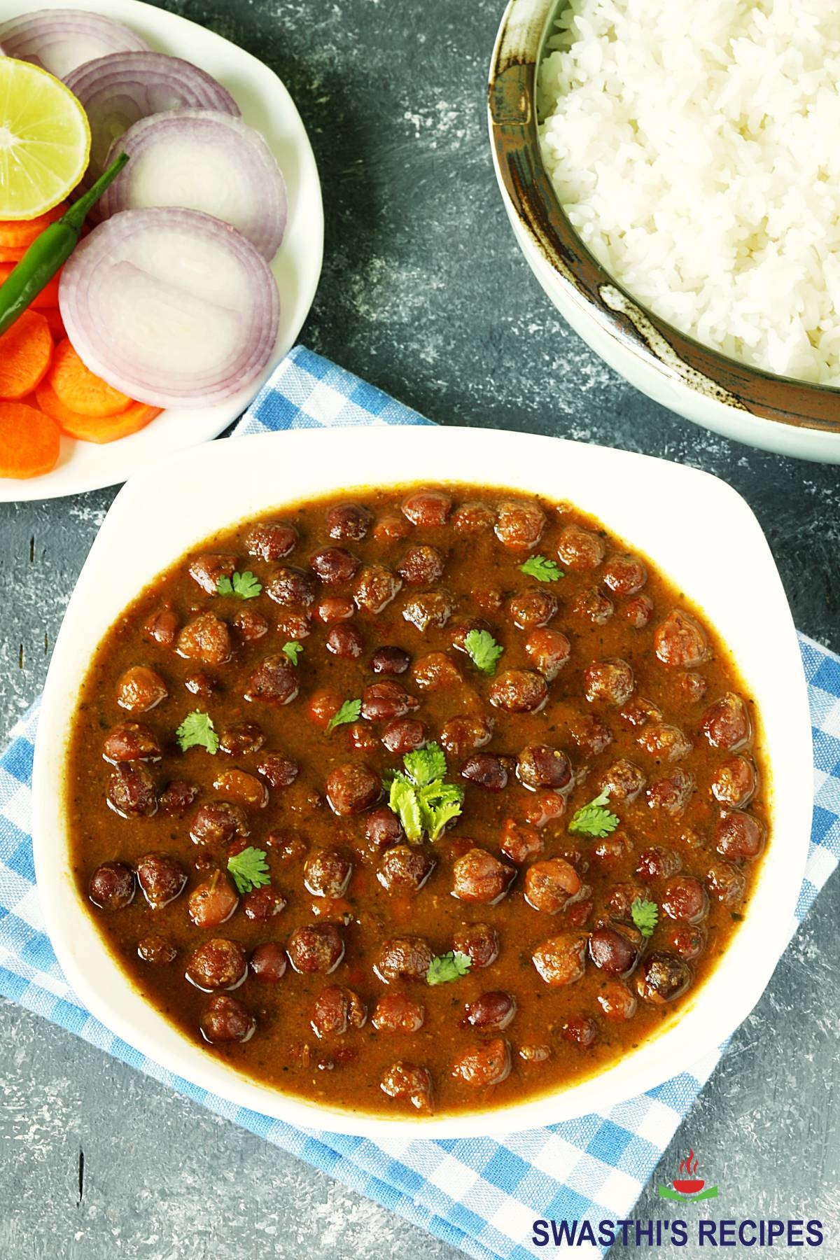 Kala Chana Recipe Black Chickpeas Curry Swasthi s Recipes