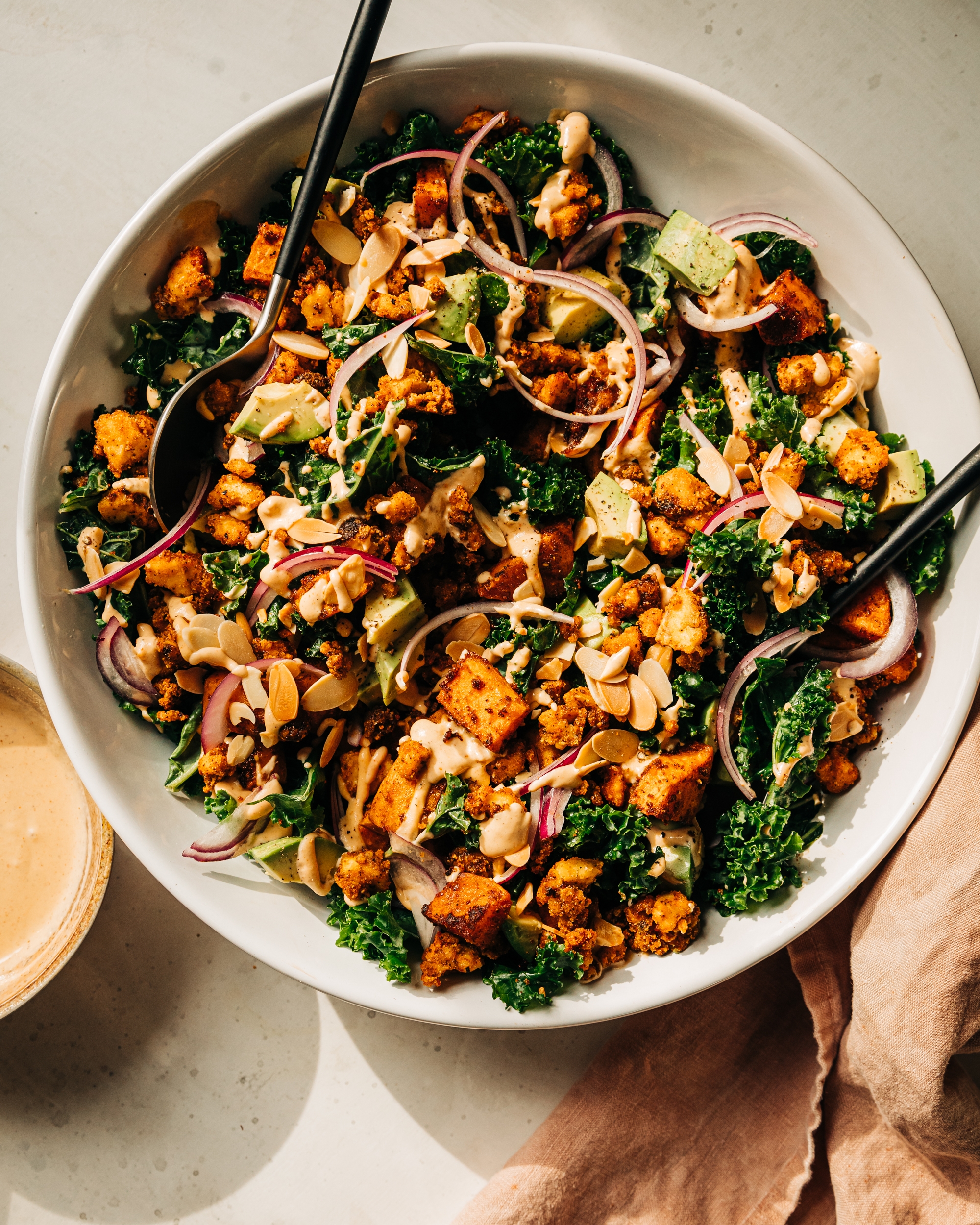 Kale Power Salad With Spicy Almond Dressing The First Mess