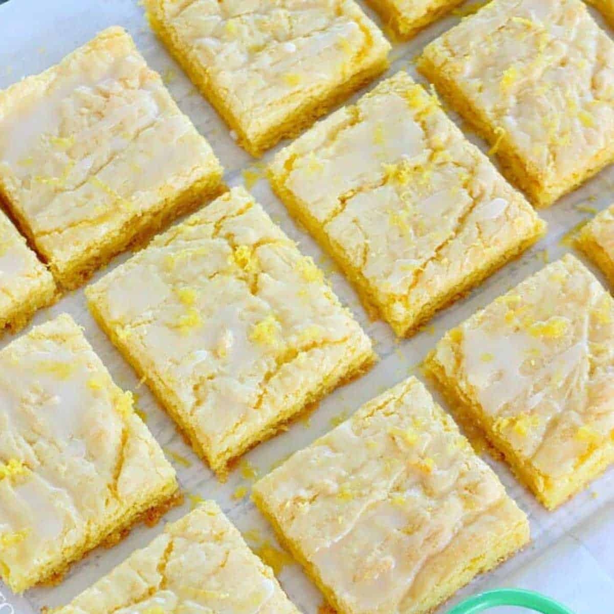 Lemon Glazed Lemon Bars From A Cake Mix Shaken Together