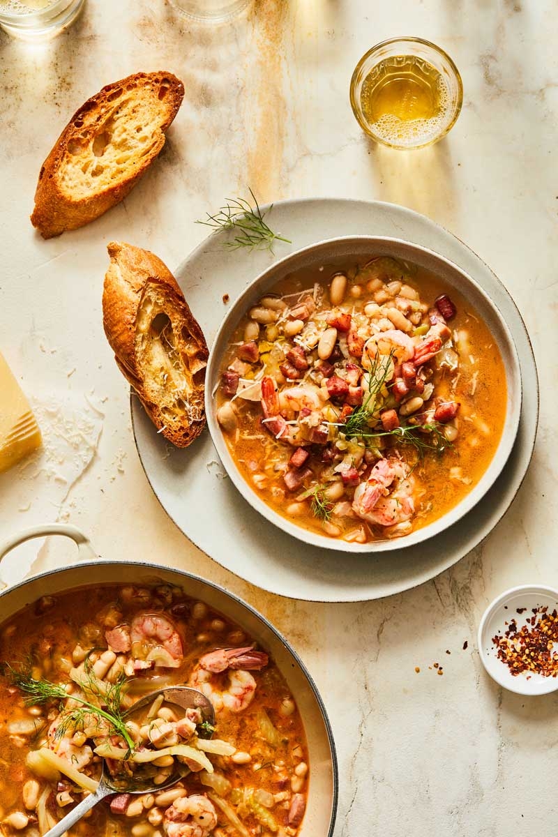 Lemony Shrimp And Bean Soup With Pancetta DeLallo