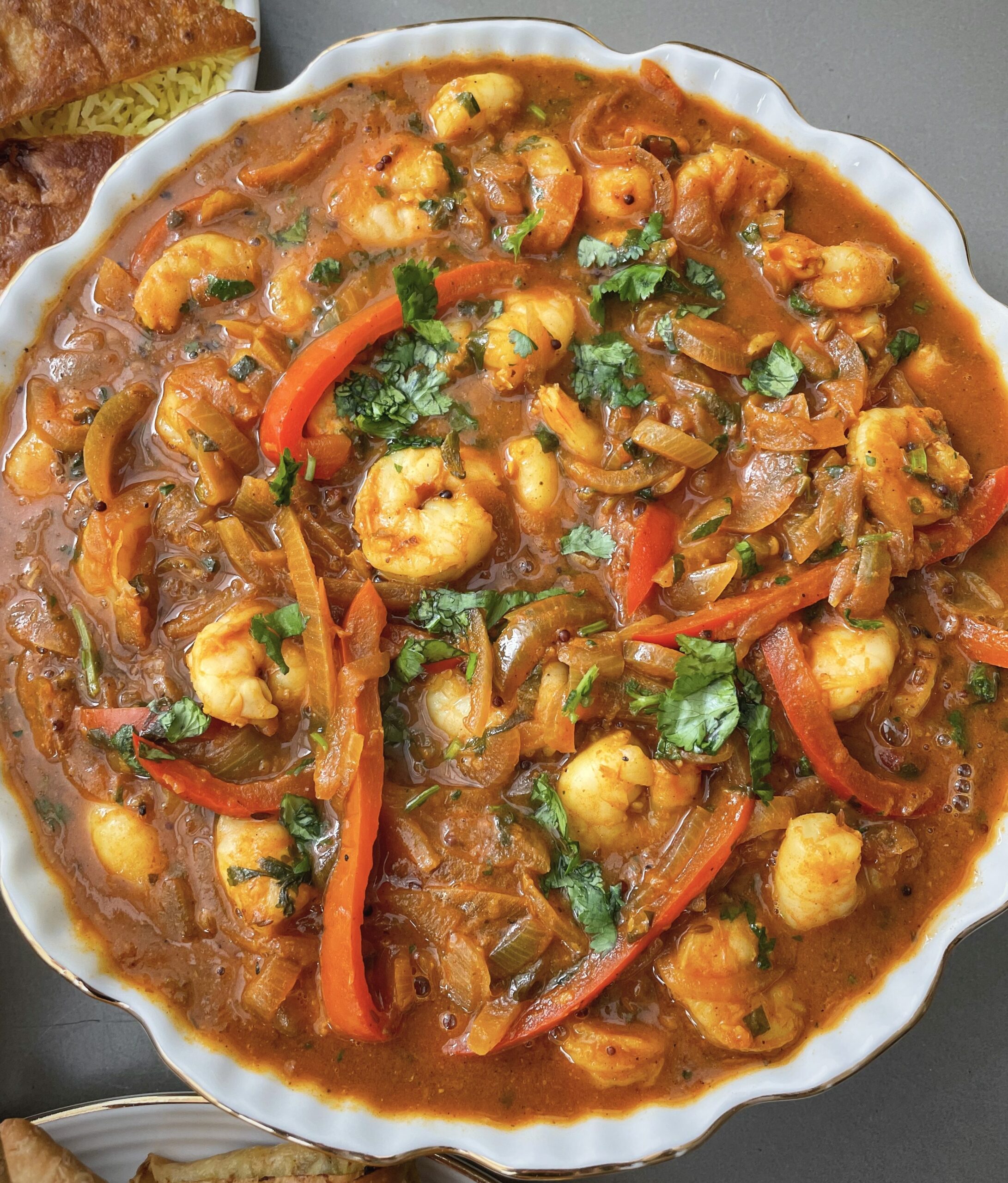 Meygoo Dopiyazeh Persian Prawn Pepper Onion Curry 