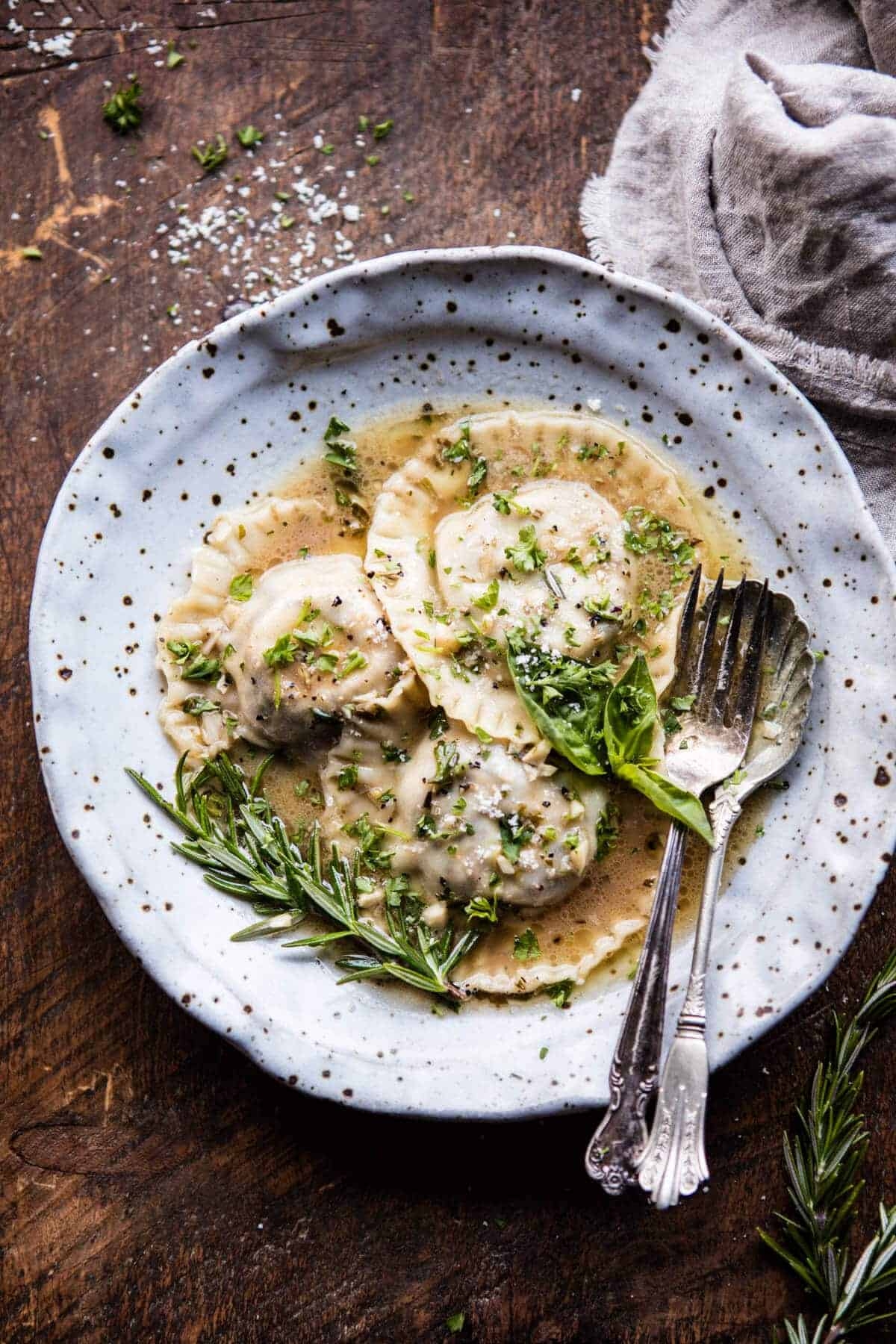 Mushroom Cheese Ravioli With Rosemary Butter Sauce Half Baked Harvest