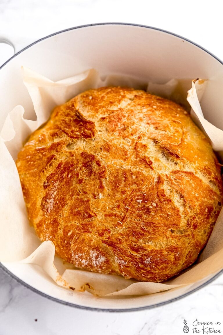 No Knead Bread Dutch Oven Bread Jessica In The Kitchen