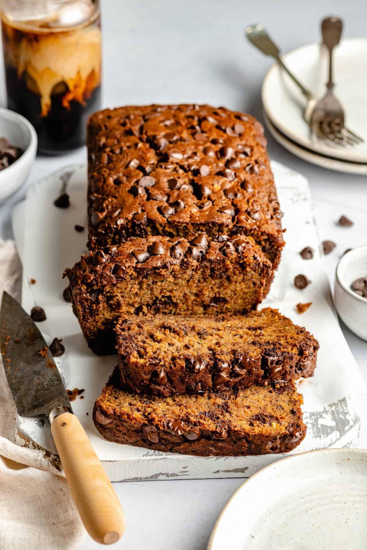 One Bowl Chocolate Chip Zucchini Banana Bread Gluten Free All The Healthy Things